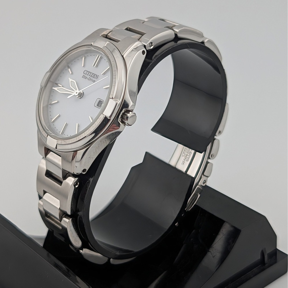 Citizen Eco-Drive Silhouette Sport White Dial Date Watch E011-S091039 Links - Picture 6 of 11